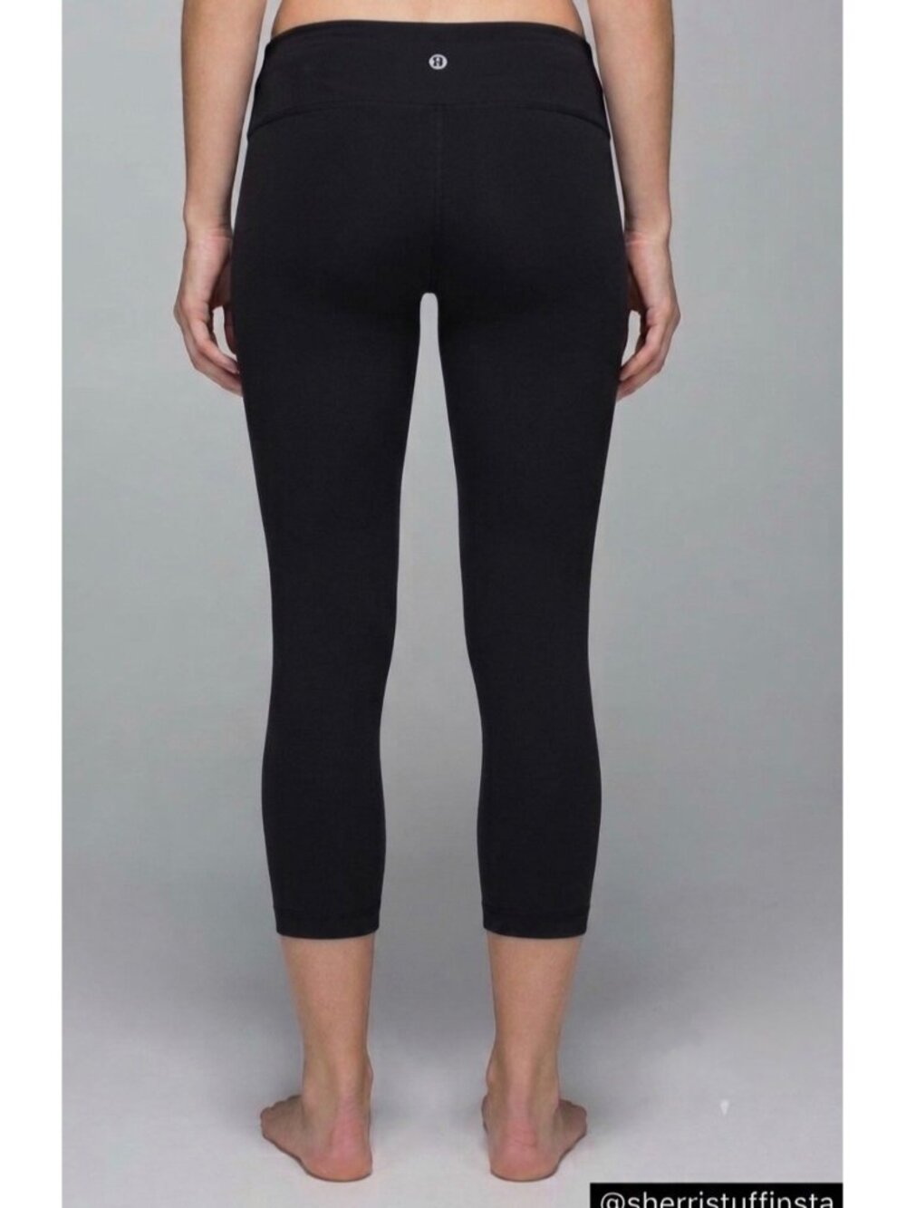 Lululemon Wunder Under Mid Rise Crop 21" Black Luon Yoga Leggings 4